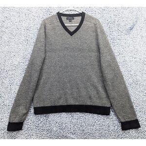 VTG Express Cashmere Merino Wool Blend Sweater Mens L Pullover V Neck Preppy Blk